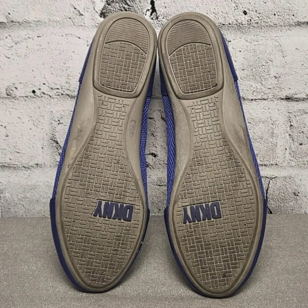 DKNY Blue Mesh Ballet Flats Sporty Logo Slip On Shoes Womens Size 7